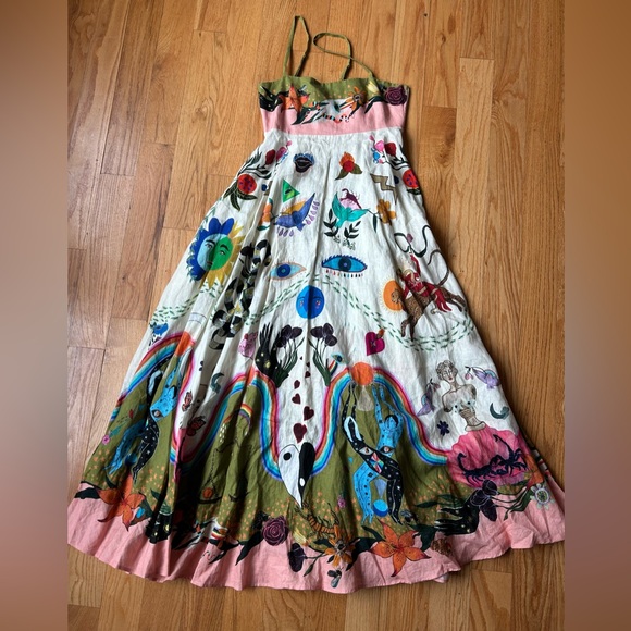 Alemais Evergreen printed maxi linen sundress, XS 2 - Picture 6 of 7